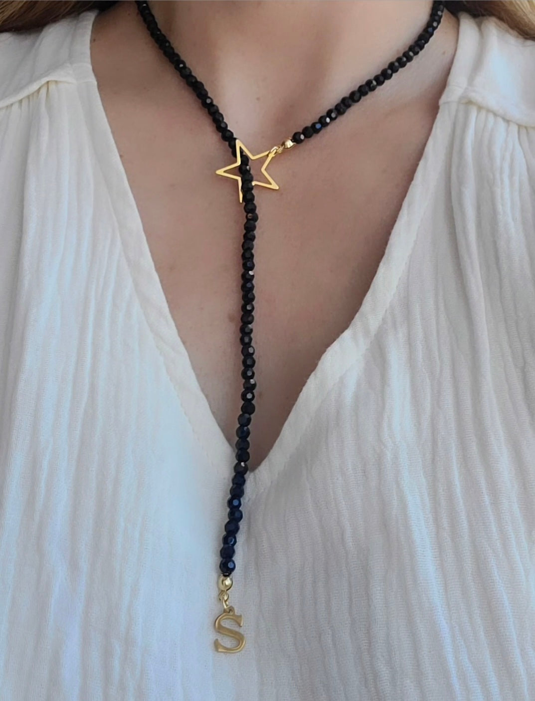 initial & star lariat necklace